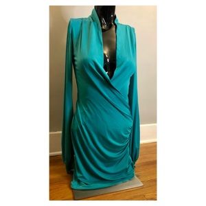 Low Cut Flattering Long Sleeve Cocktail Dress